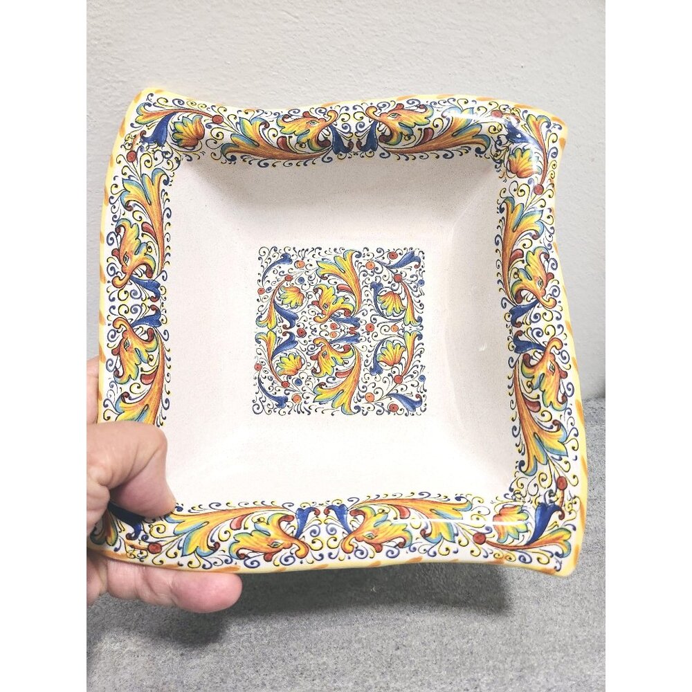 Italian Ceramic Art Bowl: Meridiana Ceramiche MC66 Yellow & Blue Design